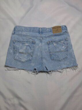 HOLLISTER mens SHORTS blue DENIM jean DISTRESSED frayed CUT-OFF SIZE 32